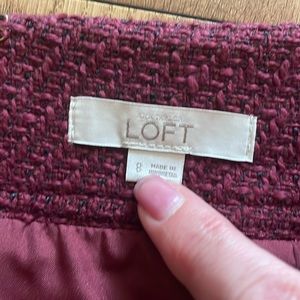 Loft tweed skirt. Size 8 cotton acrylic blend, but warm like wool. Fully lined.